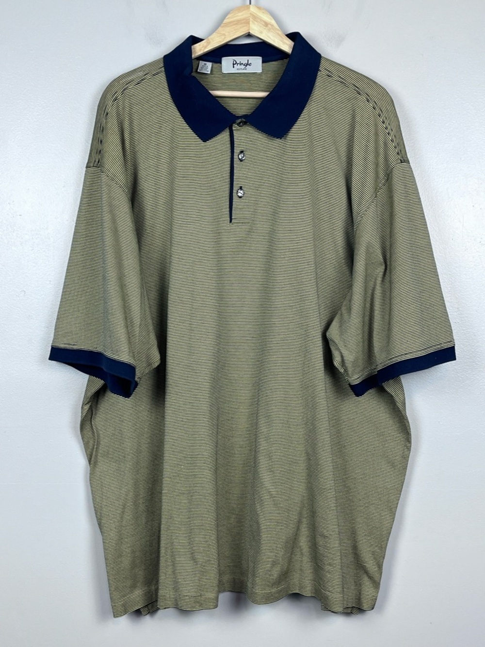 Pringle of Scotland Men's 100% Cotton Striped Polo Size XXL; Resortwear, Golf